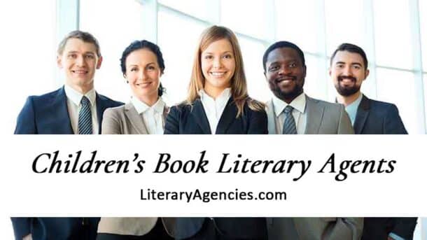 Diverse group of children's book literary agents wearing suits and smiling